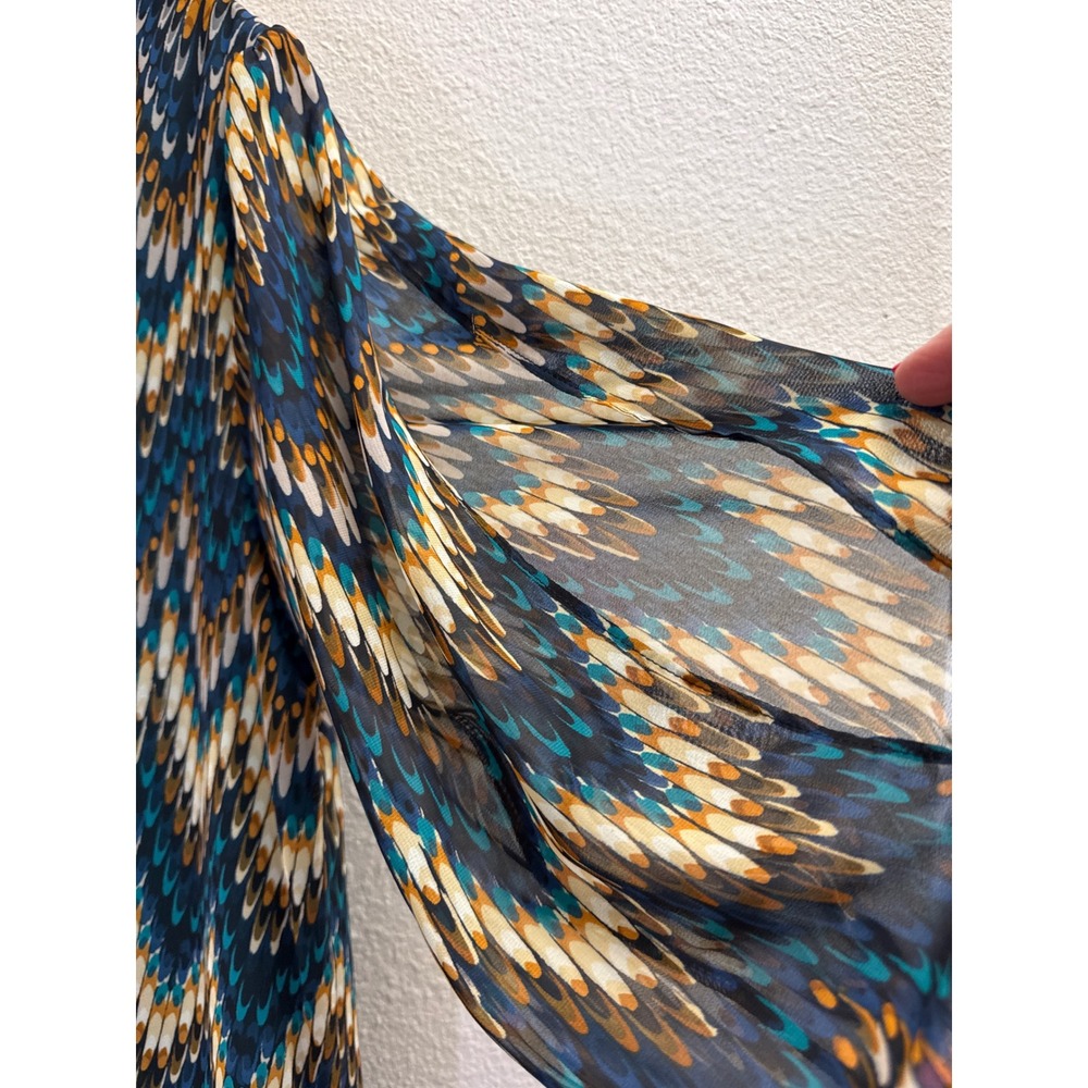I.N. Studio Womens Size 16 Sheath Dress Geometric Print Split Sleeve Black Blue - Picture 5 of 7
